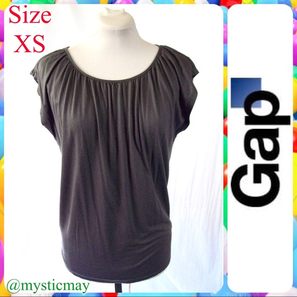 GAP Dark Gray Cap Sleeve Keyhole Back Knit Top Super Soft Draped Blouse Size XS - Picture 1 of 9